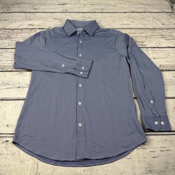 Mizzen + Main Shirt Mens Med Blue White Check Spinnaker Button Up Trim Fit USA - Picture 3 of 10